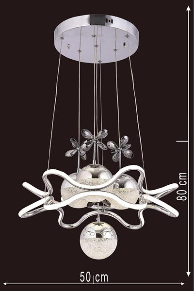 HİRALUCE King 3 Color Chrome (Yellow White and Daylight) Led Chandelier Crystal Stone Concept