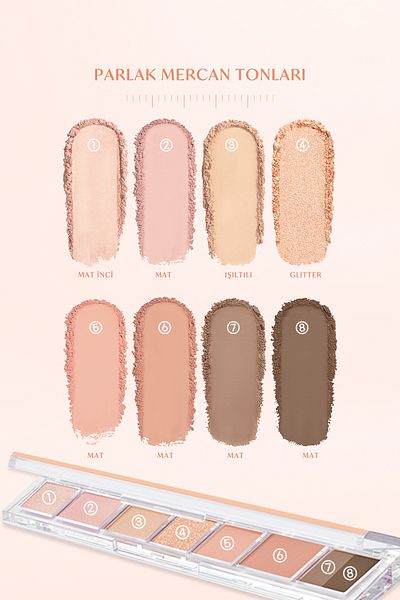 PERIPERA Peripera All Take Mood Palette 001 - 5 Different Pigmented Textured Headlight Palette, Whisper of Spring Coral