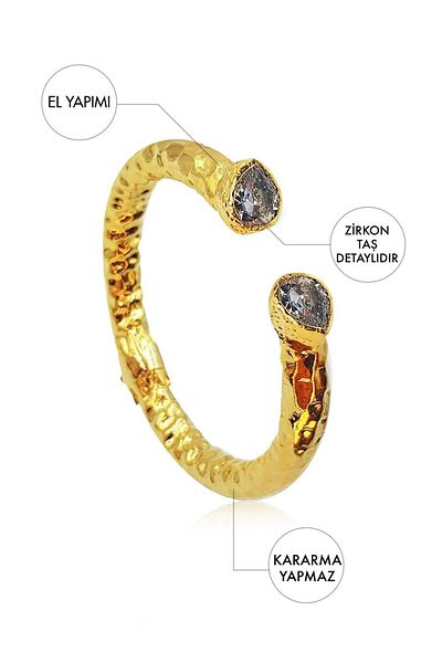 Ma Atölye Nanna White Drop Zircon Stone Women's Bracelet