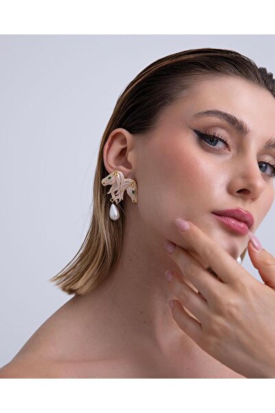 Ma Atölye Alaca Doğal İnci Küpe