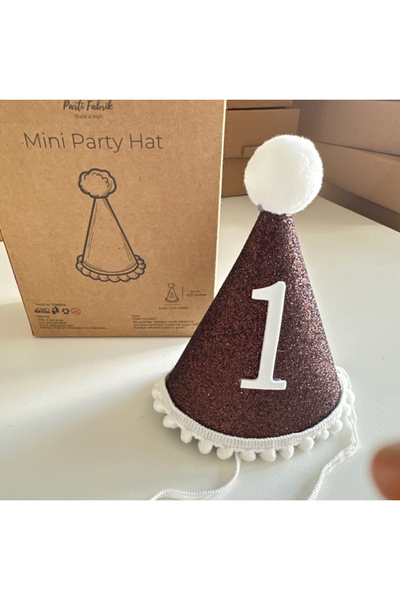 Partifabrik قبعة صغيرة باللون البني الفضي (عمر سنة واحدة) - إكسسوار عيد الميلاد