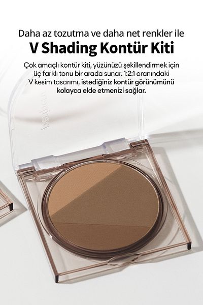 PERIPERA طقم كونتور للمظهر الطبيعي مكون من 3 قطع من PERIPERA V Shading - 002 بني عميق