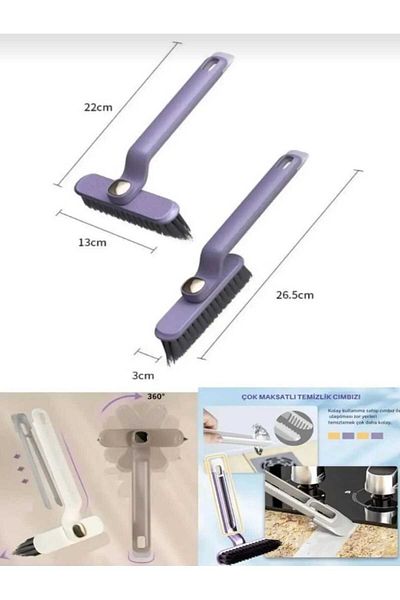 Vi Caro 2Pcs 2 in 1 Bathroom Household Cleaning Brush Multifunctional 360 Degree Rotating Head Cleaning Brush