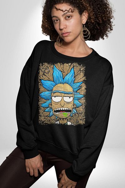 Angemiel Rick And Morty Grandfather Rick - Γυναικεία Ανδρική Μαύρη Φούτερ