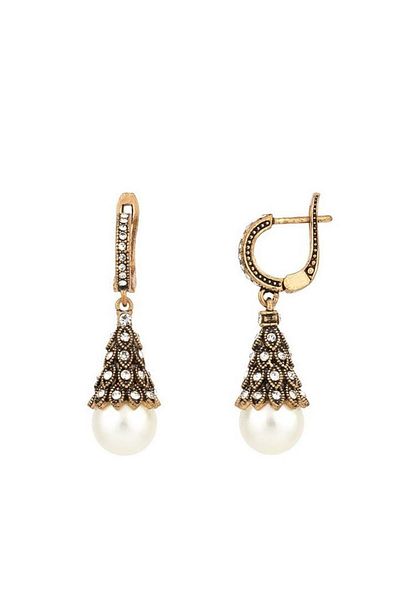 Ma Atölye Awiz Zircon Cubic Zirconia Bronze Earrings