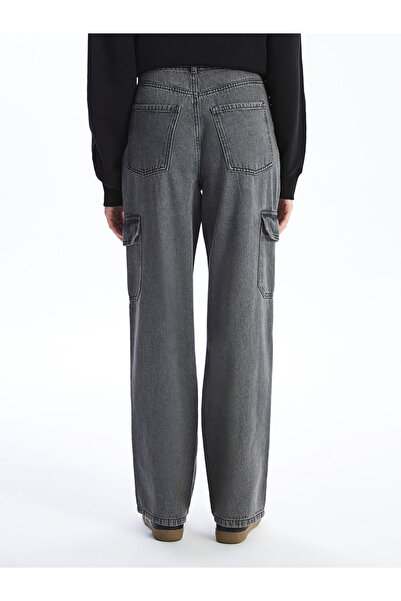 LC Waikiki Anthracite Straight Fit Women's Cargo Jeans