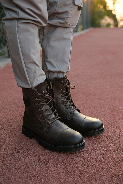 Riccon Brown Leather Men's Boots 0012347