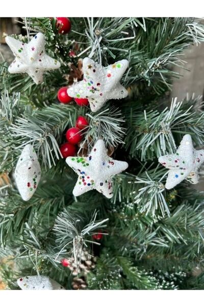 asöy Ornament pentru brad de Crăciun Set de ornamente cu stele zăpaduțe 5 cm ...