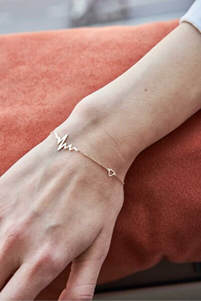 Goldstation 14 Ayar Altın Bileklik Ritim Kalp