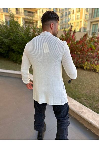 elkumoda Πλεκτή πλεκτή ζακέτα - γιακάς σάλι, εποχική, αδιάβροχη, διπλή τσέπη