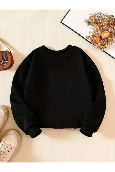 Pink Sky Printed Black Kids Sweatshirt