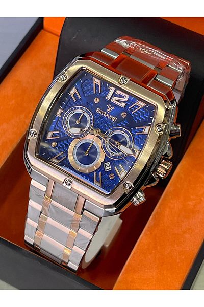 Raymond Square Steel Band Men's Wrist Watch