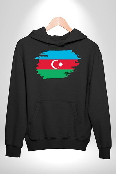 Angemiel Azerbaijan Flag Patterned - Women's and Men's Black Hooded Sweatshirt