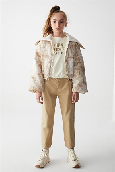 nk kids Devojčin sand kaput sa dugim ovratnikom