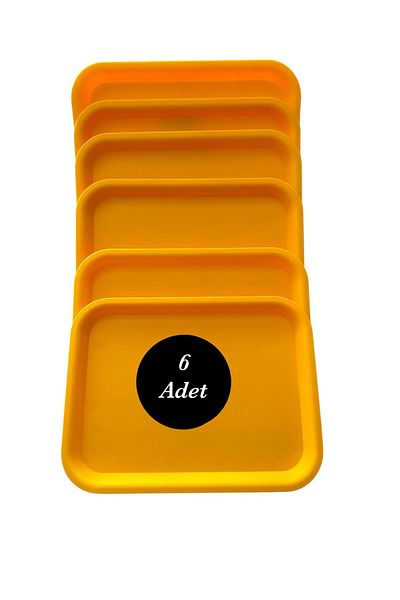 ray plastik Unbreakable Yellow 6 Pieces Serving Tray