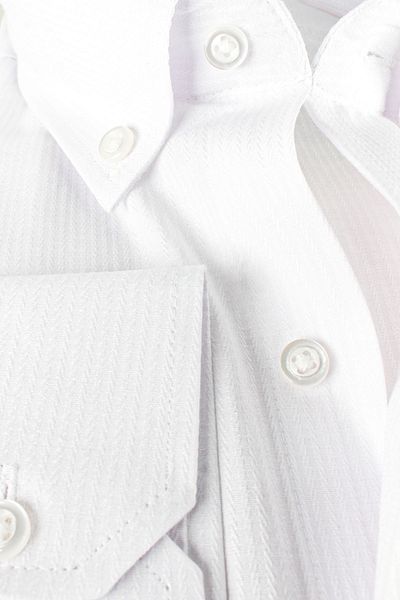 Varetta Men's White Striped Long Sleeve Large Size Wide Cut Pocket Shirt