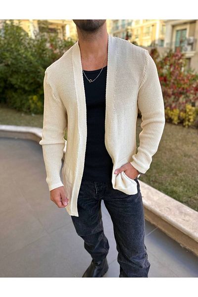 elkumoda Πλεκτή πλεκτή ζακέτα - γιακάς σάλι, εποχική, αδιάβροχη, διπλή τσέπη