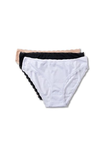 Katia&Bony Women's Lacy 3-Piece Basic Modal Panties Black/white/nude