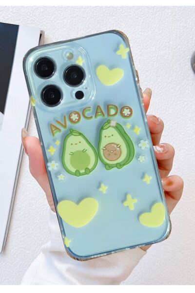 3GEN CASE İPHONE 12 PRO MAX UYUMLU SEVİMLİ AVAKADOLAR DESENLİ ŞEFFAF SİLİKON ...
