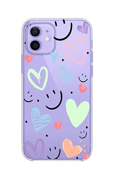 3GEN CASE İphone 12 & Iphone 12 Pro Uyumlu New Smile Desenli Şeffaf Silikon K...