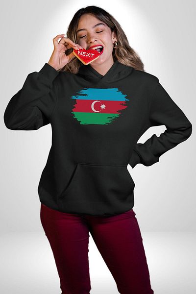 Angemiel Azerbaijan Flag Patterned - Women's and Men's Black Hooded Sweatshirt