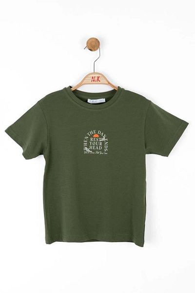 nk kids Тениска с къс ръкав и щампа на гърба за момче 46507, каки
