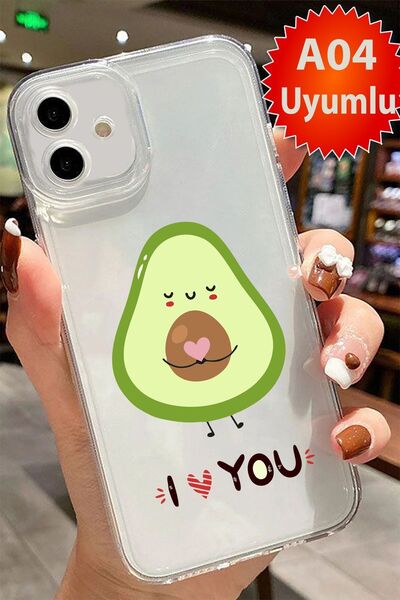 3GEN CASE SAMSUNG GALAXY A04 UYUMLU SEVİMLİ AVAKADOLAR DESENLİ ŞEFFAF SİLİKON...