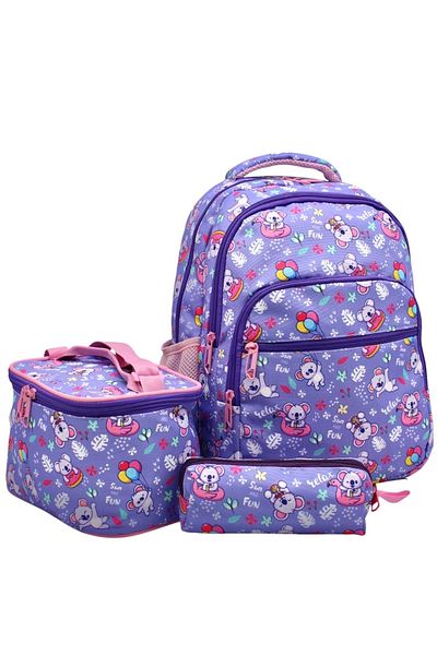ms mixxstore Rucsac pentru școală primară pentru fete, cu model Koala, culoare liliac, cu nutriție și suport pentru stilou