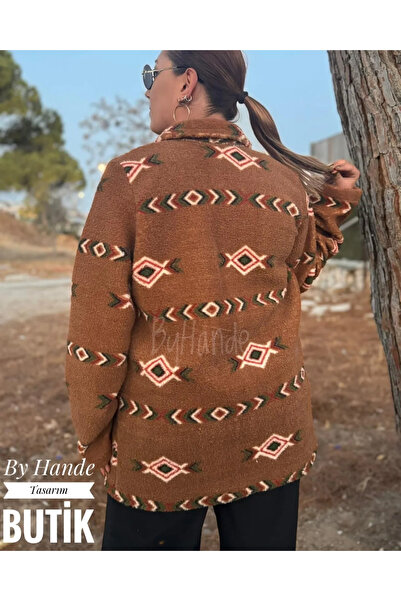 BY HANDE TASARIM Women's Ethnic Print Velsoft Jacket