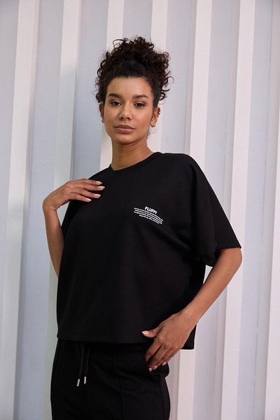 Katia&Bony Tricou cu imprimeu pufos de culoare neagră pentru femei