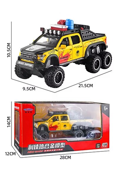 FEN TOYS raptor ford Arazi 6x6 off road 1:28 diecast metal araba  egzoz dumanlı ışık ses tüm kap.açılır