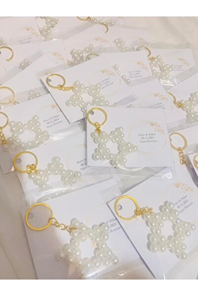 APEXİ İncili Yıldız Model Hediyelik Anahtarlık Söz/nişan/nikah/doğum Günü/kın...