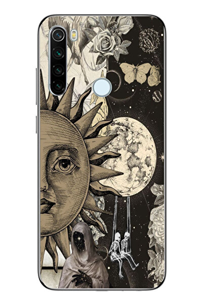 moonset Xiaomi Redmi Note 8 Uyumlu Ay ve Güneş Tasarımlı Baskılı Şeffaf Telef...