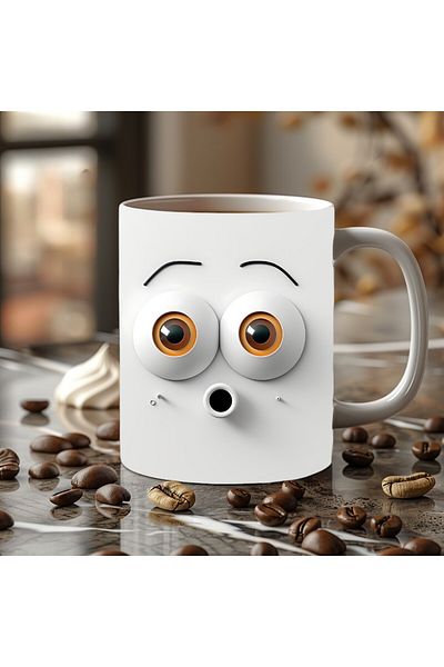 Evion Expression Face Themed 3D Design Ceramic Mug - Gift Mug