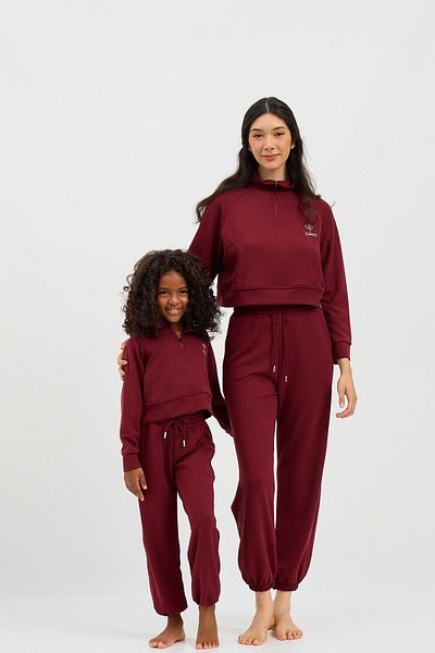 Katia&Bony Claret Red Women's Crop Top - Basic Fluffy Modal