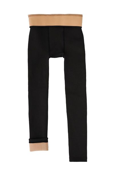 Katia&Bony Schwarze Damenstrumpfhose – Thermo-, Fleece-Raster und Hautfarbe im Inneren