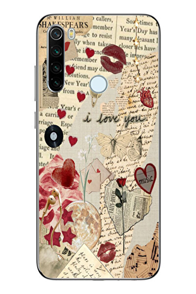 moonset Xiaomi Redmi Note 8 Uyumlu Music Kolaj Tasarımlı Baskılı Şeffaf Telef...