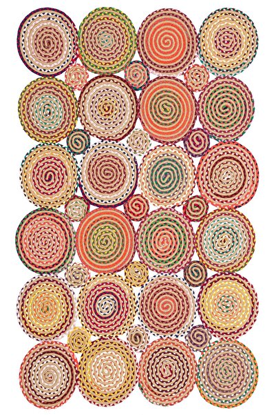 Eko Halı Patna Ptn 01 Multy Mıx Renkli Jüt Görünümlü Hasır Örgü Halı