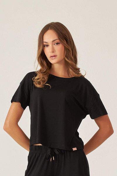 Katia&Bony Tricou de lux cu mânecă scurtă pentru femei de culoare neagră