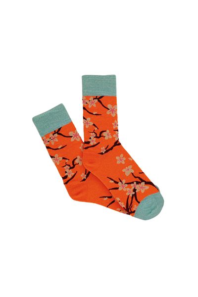 Shuttle Park Εισαγόμενες κάλτσες ειδικής σειράς Unisex Orange Flower με πολύχρωμα σχέδια
