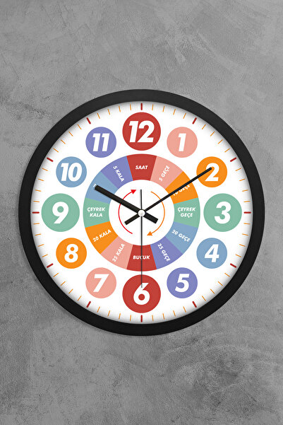 EMORES Öğretici Çocuklar Için Eğitici Duvar Saati 30 Cm Akar Saniye Seesiz Mekanizma