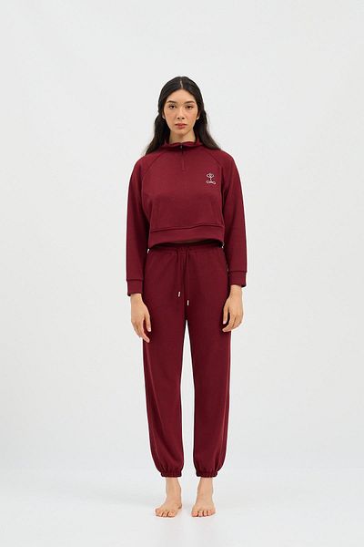 Katia&Bony Claret Red Women's Crop Top - Basic Fluffy Modal