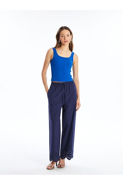 LC Waikiki Self-patterned Women's Trousers with Elastic Waist