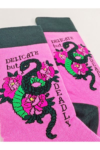 Shuttle Park Εισαγόμενες κάλτσες ειδικής σειράς Unisex Delicate Rose Pinky με πολύχρωμα σχέδια