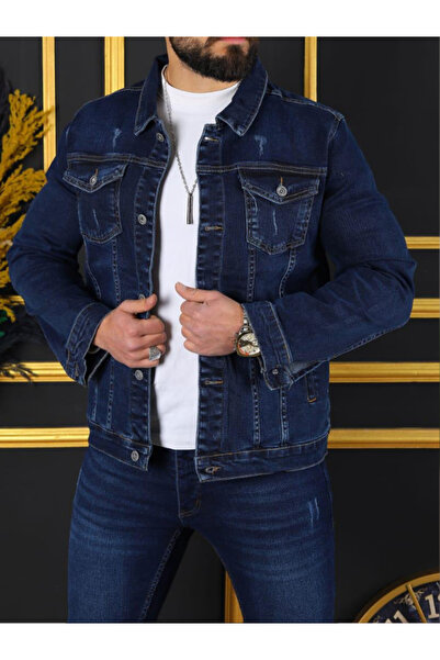 BY SRT Erkek A Kalite Slim Fit Denim Kot Ceket