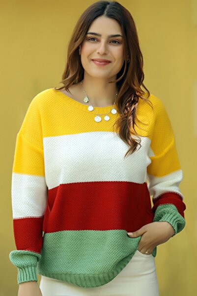 LOS FECHKA Bicicletă decolteu rotund mânecă lungă bloc de culoare fustă trico...