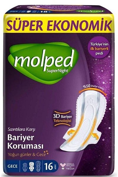 Molped Supernight Night Sanitary Pad 16 Pieces