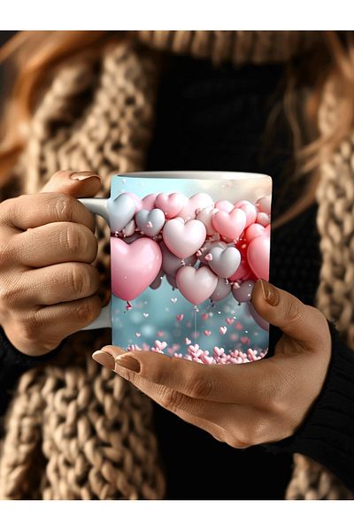 Evion Heart Printed 3D Design Ceramic Mug - Mug
