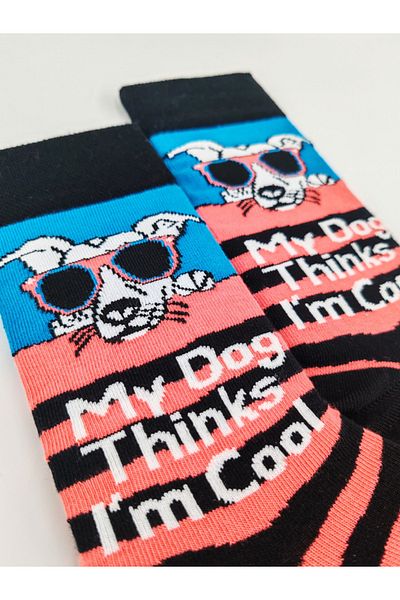 Shuttle Park Εισαγόμενη ειδική σειρά Unisex My Dog Thinks I'm Cool Πολύχρωμες κάλτσες με πολύχρωμα σχέδια