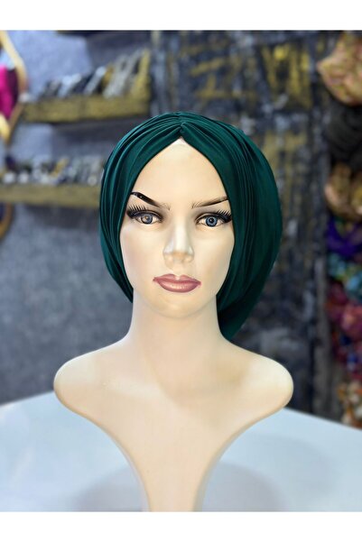 zagreus Kadın zümrüt yeşili büzgülü salaş bone